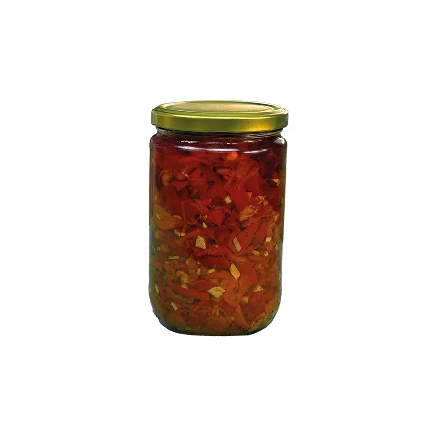 Fırında Közlenmiş Tatlı Biber Konservesi 500g Cam Kavanozda